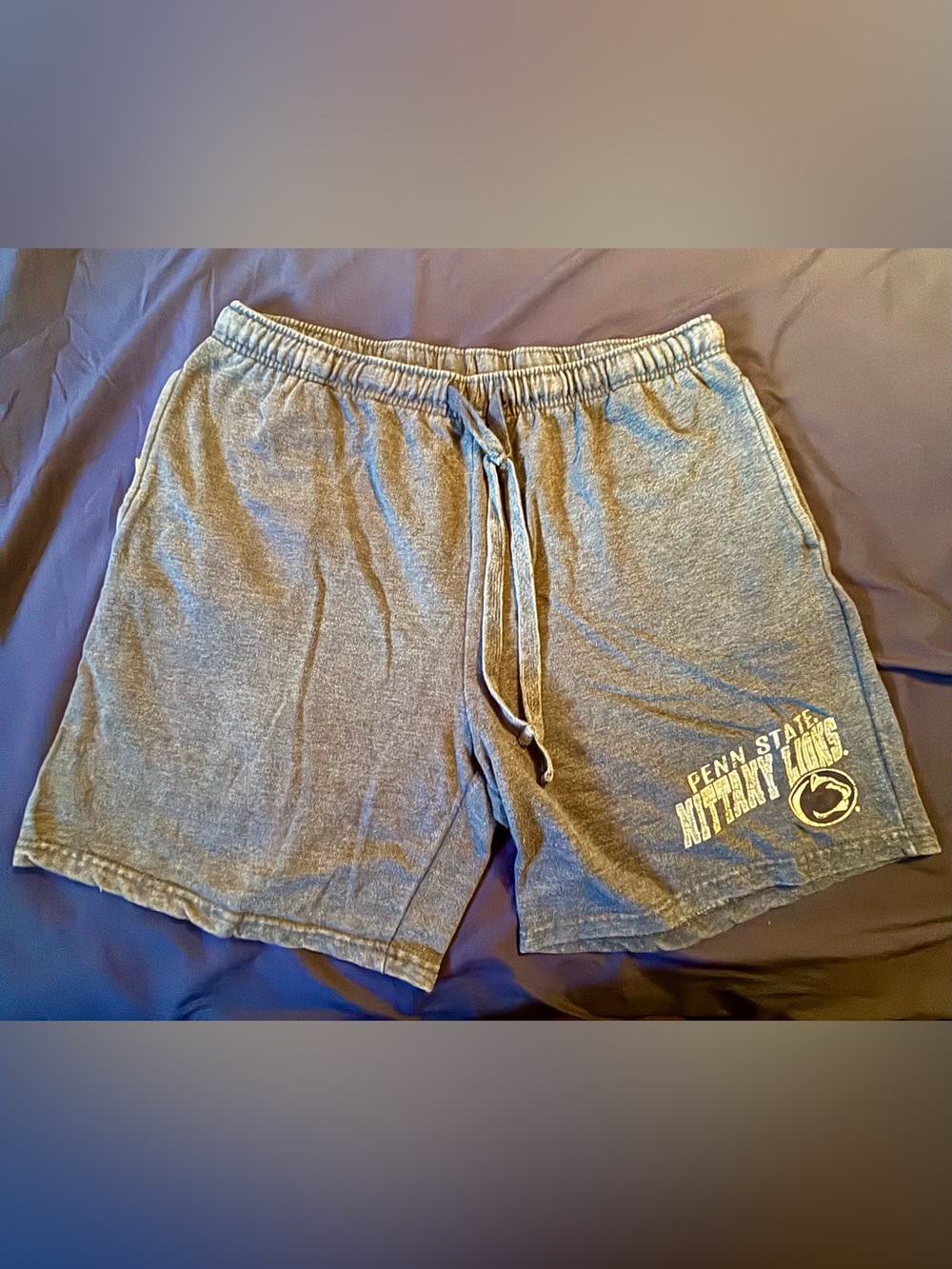 Penn StateGray- blue Men's Athletic Drawstring Shorts with Collegiate Logo sweat